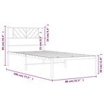 vidaXL Cadre de lit métal avec tête de lit noir 75x190 cm