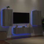 vidaXL Meuble TV muraux 3 Pièces avec lumières LED sonoma gris