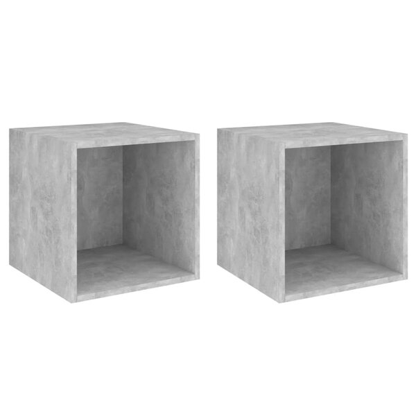 vidaXL Armoires murales 2 Pièces Gris béton 37x37x37 cm Bois d’ingénierie