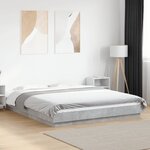 vidaXL Cadre de lit et lumières LED sans matelas gris béton 150x200 cm