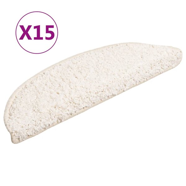 vidaXL Tapis d'escalier 15 Pièces blanc 56x17x3 cm