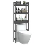 vidaXL Étagère de toilette Gris 63x26x171 cm Bois de pin massif