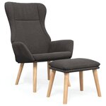 vidaXL Chaise de relaxation avec repose-pied Gris foncé Tissu