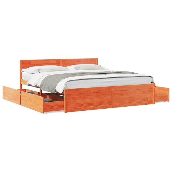 vidaXL Cadre de lit sans matelas cire marron 180x200cm bois pin massif