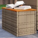 vidaXL Tables d'appoint de jardin 2 Pièces beige rotin bois massif