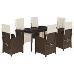 vidaXL Ensemble à manger de jardin et coussins 7 Pièces marron rotin