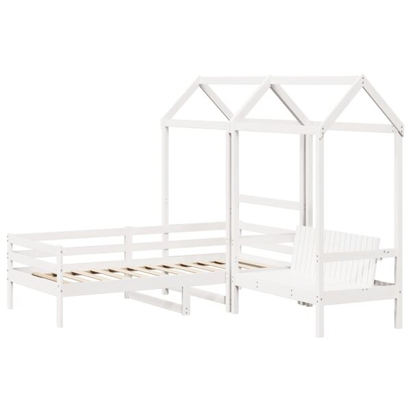 vidaXL Ensemble de lit de jour et de banc et toit 90x190 cm pin massif