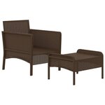 vidaXL Salon de jardin 2 Pièces avec coussins Marron Résine tressée