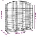vidaXL Panier de gabions arqué 150x50x140/160 cm Fer galvanisé