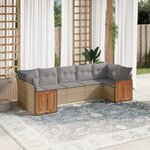 vidaXL Salon de jardin avec coussins 7 Pièces beige résine tressée