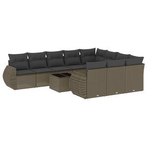 vidaXL Salon de jardin 11 Pièces avec coussins gris clair résine tressée