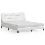 vidaXL Lit avec matelas blanc 160x200 cm similicuir