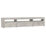 vidaXL Meuble TV avec lumières LED Gris béton 195x35x40 cm