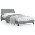 vidaXL Cadre de lit avec tête de lit Gris clair 100x200 cm Tissu