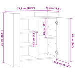 vidaXL Buffet noir 73 5x35x75 cm bois d'ingénierie