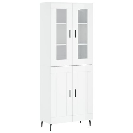 vidaXL Buffet haut Blanc brillant 69 5x34x180 cm Bois d'ingénierie