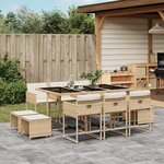 vidaXL Ensemble à manger de jardin et coussins 11 Pièces beige poly rotin