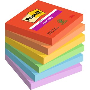 Bloc-note adhésif Super Sticky Notes 76 x 76 mm 6 blocs assortis POST-IT