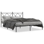 vidaXL Cadre de lit métal avec tête de lit noir 150x200 cm