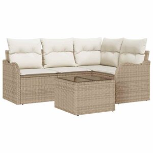 vidaXL Ensemble de canapé de jardin 5 Pièces Marron polyrotin