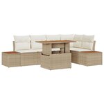 vidaXL Set de salle à manger de jardin 6 pièces avec coussins en poly rotin beige et acacia