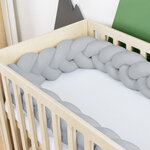 Tour de lit tressé coton gris OEKO TEX anti-allergique - 200 cm