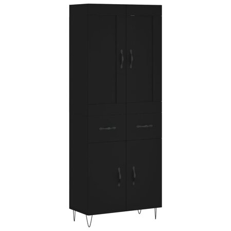 vidaXL Buffet haut Noir 69 5x34x180 cm Bois d'ingénierie