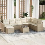vidaXL Salon de jardin avec coussins 9 Pièces beige résine tressée