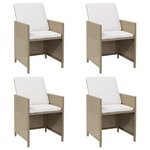 vidaXL Chaises de jardin avec coussins lot de 4 Résine tressée Beige