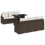 Ensemble de canapé de jardin de 7 pièces vidaXL avec coussins en rotin poly marron