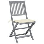 vidaXL Chaises pliables d'extérieur lot de 4 et coussins Bois d'acacia