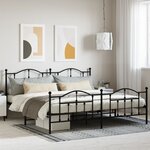 vidaXL Cadre de lit métal avec tête de lit/pied de lit noir 200x200 cm