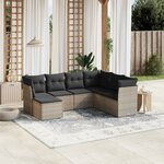 vidaXL Salon de jardin avec coussins 7 Pièces gris résine tressée