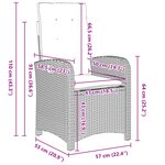 vidaXL Ensemble de repas de jardin 7 pièces avec coussins gris en rattan