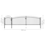 vidaXL Portail de clôture de jardin avec dessus en lance 5x1 75 m Noir