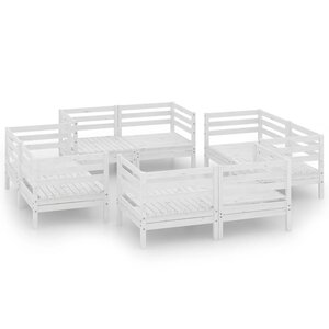 vidaXL Salon de jardin 8 Pièces Blanc Bois de pin massif