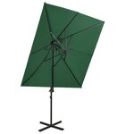 vidaXL Parasol de jardin en porte-à-faux à double toit vert 250x250 cm