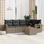 vidaXL Salon de jardin 6 Pièces avec coussins gris résine tressée
