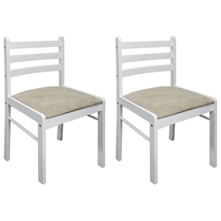 vidaXL Chaises à manger lot de 2 blanc hévéa solide et velours