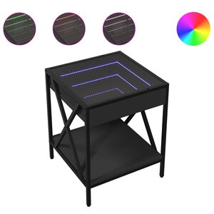 vidaXL Table de chevet avec LED infini noir 40x40x49 cm