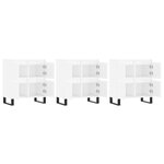 vidaXL Buffets 3 Pièces blanc brillant bois d'ingénierie