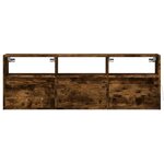 vidaXL Meuble TV mural avec lumières LED chêne fumé 130x31x45 cm