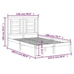 vidaXL Cadre de lit Blanc Bois de pin massif 120x200 cm