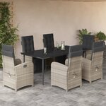 vidaXL Ensemble à manger de jardin et coussins 7 Pièces gris clair rotin