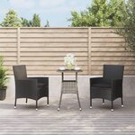 vidaXL Ensemble de bistro de jardin 3 Pièces coussins noir poly rotin