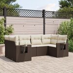 vidaXL Salon de jardin avec coussins 6 Pièces marron résine tressée