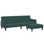 vidaXL Canapé-lit à 2 places avec repose-pied vert foncé velours
