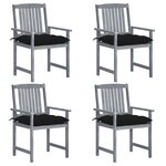 vidaXL Chaises de jardin avec coussins 4 Pièces Gris Bois d'acacia massif