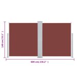 vidaXL Auvent latéral rétractable Marron 140 x 600 cm