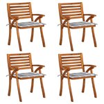 vidaXL Chaises de jardin avec coussins lot de 4 Bois de teck solide